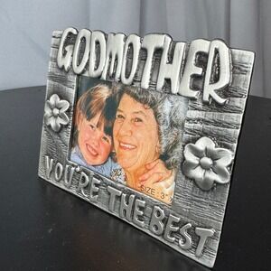 New Vintage 90s Godmother Picture Frame You're The Best Sentiment‎ Pewter 3 Inch